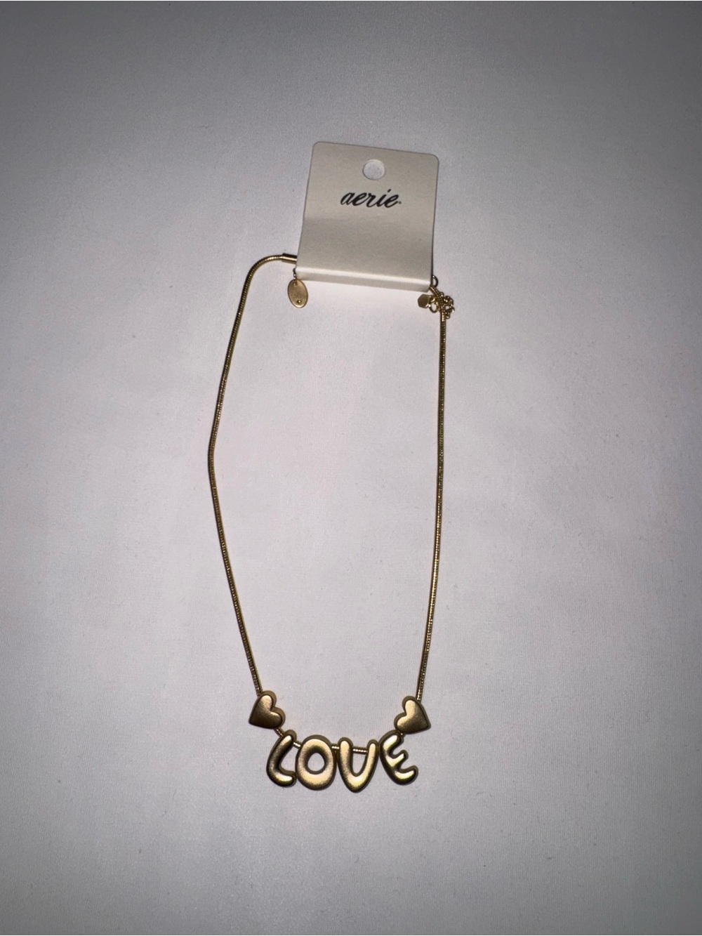 aerie Gold-tone "LOVE" Heart Pendant Necklace bubble letters